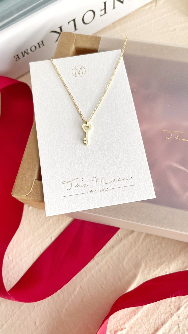 【18KGF】Heart Gold Key Necklace - First Heart #Matching Heart Shape - สร้อยคอ - โลหะ สีทอง