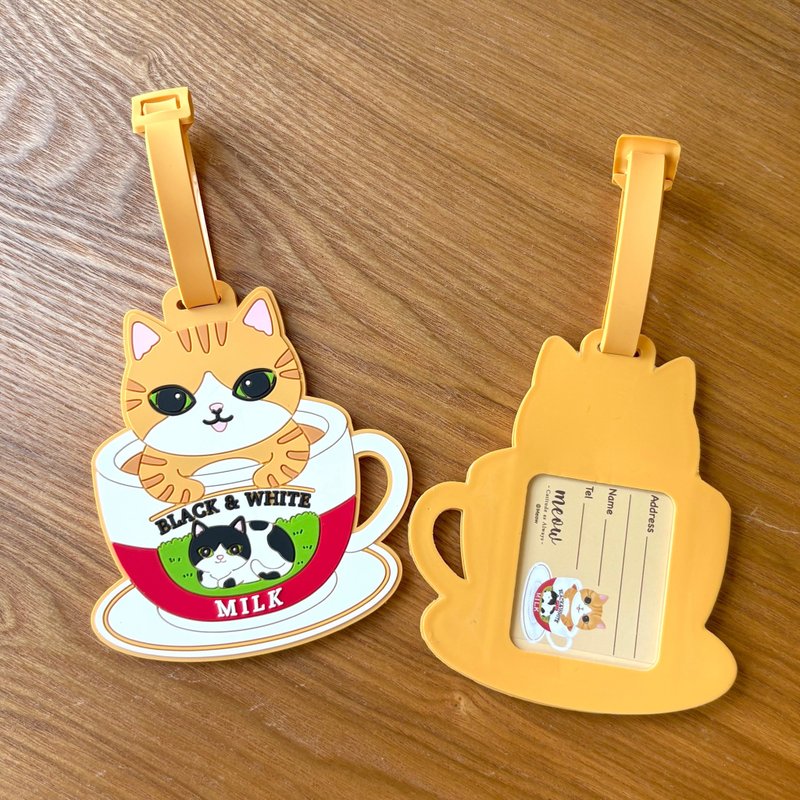 Meow 香港限定港式奶茶貓貓PVC行李牌-附手帶 - 名片夾/名片盒 - 其他材質 咖啡色