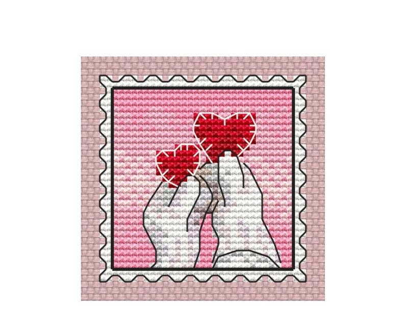 Cross stitch pattern mittens with heart Embroidery Pattern romantic - 手工藝教學/工具書 - 其他材質 