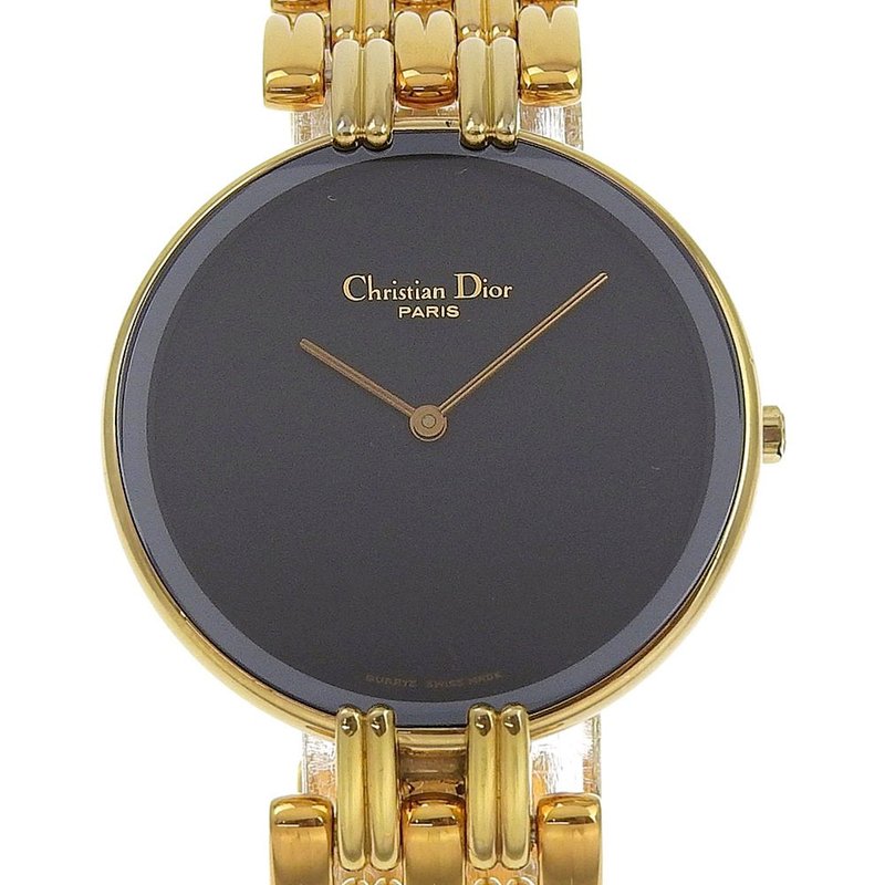 [Direct from Japan] Christian Dior Bakura Wristwatch D47-154-4 Gold Plated x SS Gold Quartz Analog Display Black Dial [Used] - Women's Watches - Other Metals Black