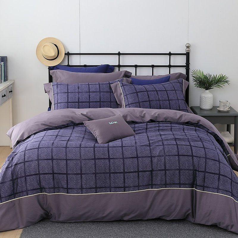 (加大)月色-紫色情挑-高質感60棉兩用被床包四件組【6*6.2尺】 - 床包/寢具 - 棉．麻 紫色