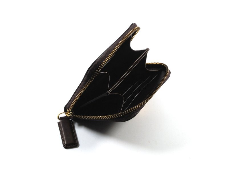 【樣品出清】 ㄇ型拉鍊錢包 深咖啡/深咖啡 - 錢包/皮夾/長短夾 - 真皮 