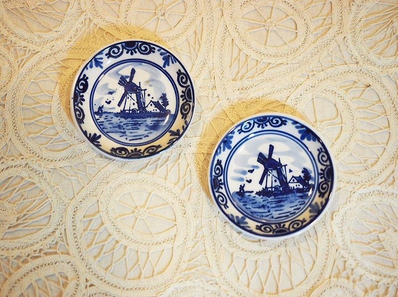 Dutch windmill antique mini disk (price / Single) - Small Plates & Saucers - Porcelain 