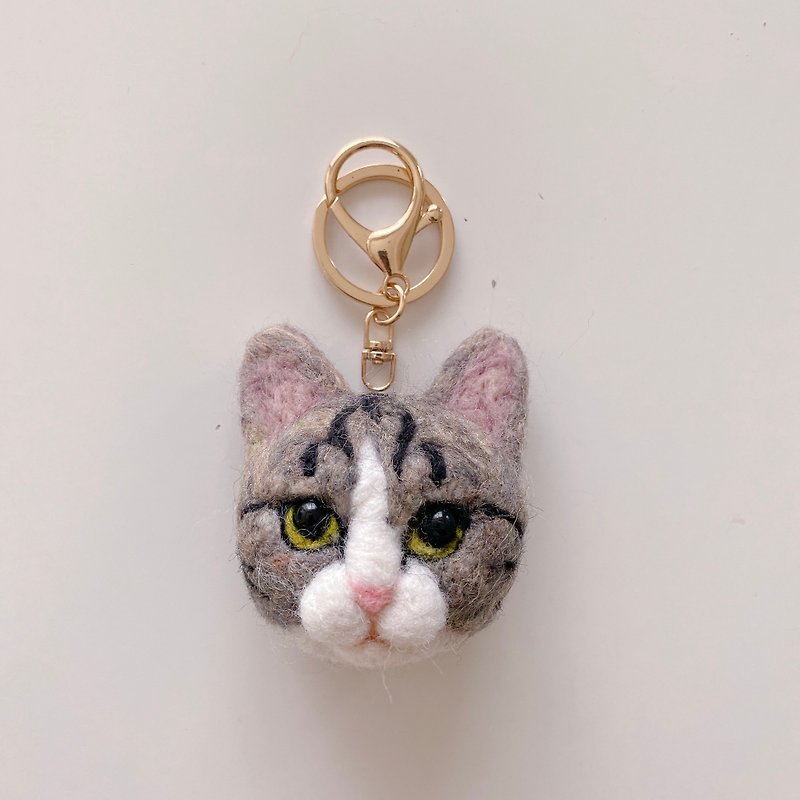 Custom-made pet wool felt head/cat/key ring/pin - หมอน - ขนแกะ 