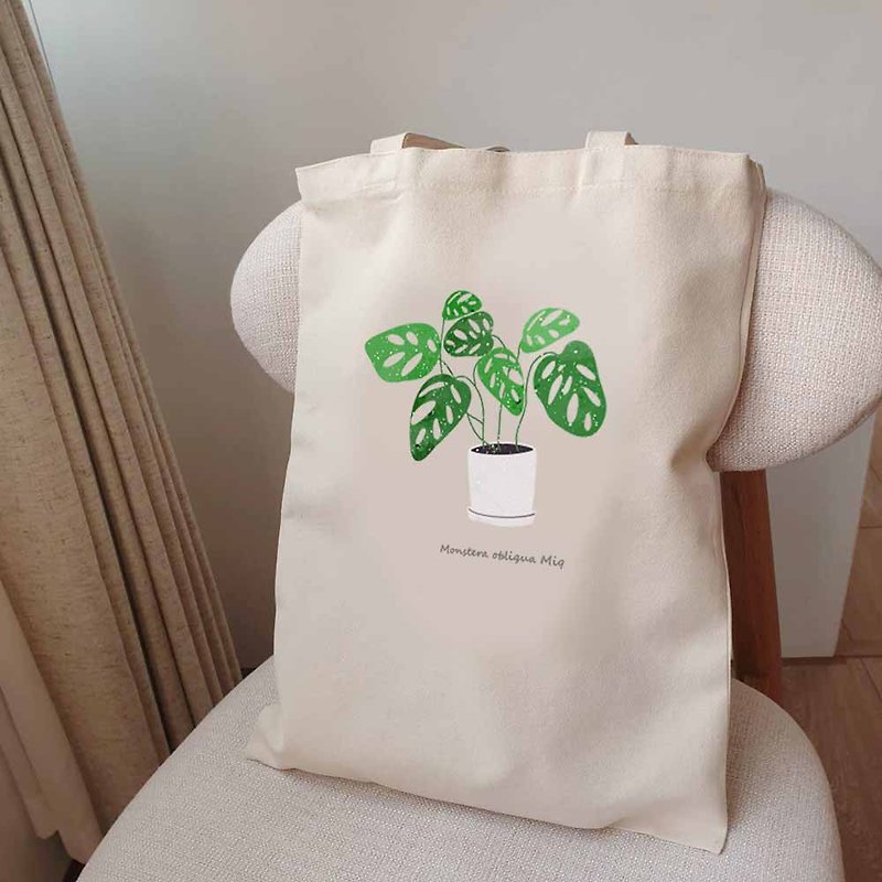 Plant Window Turtle Taro Foliage Plant Canvas Bag - Messenger Bags & Sling Bags - Cotton & Hemp Green