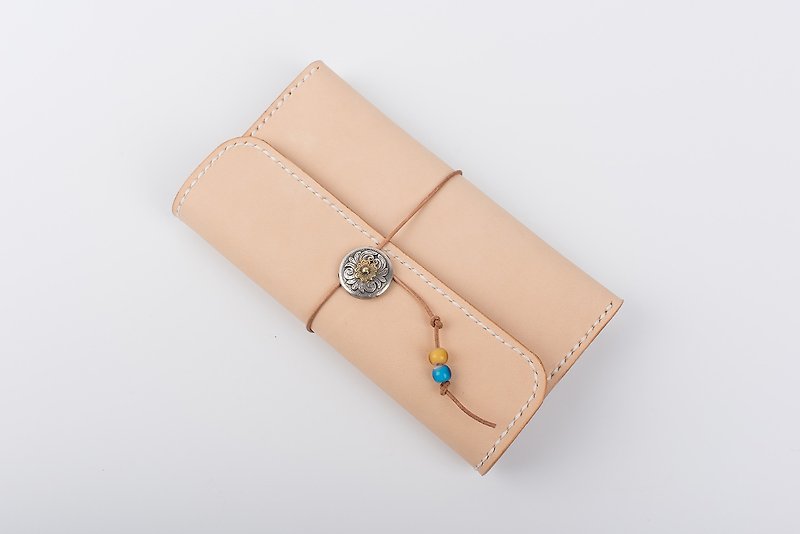 [Tangent Pie] Handmade Leather Rope Tang Grass Tri-fold Long Retro Wallet Clutch Unisex - Clutch Bags - Genuine Leather 