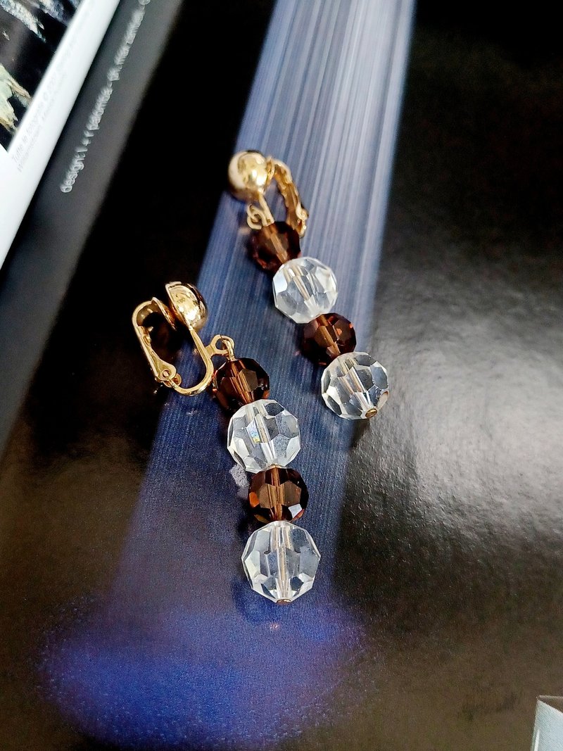 Avintage jewelry  S.A.L施華洛世奇 水晶串珠 夾式耳環 - 耳環/耳夾/耳骨夾 - 其他金屬 
