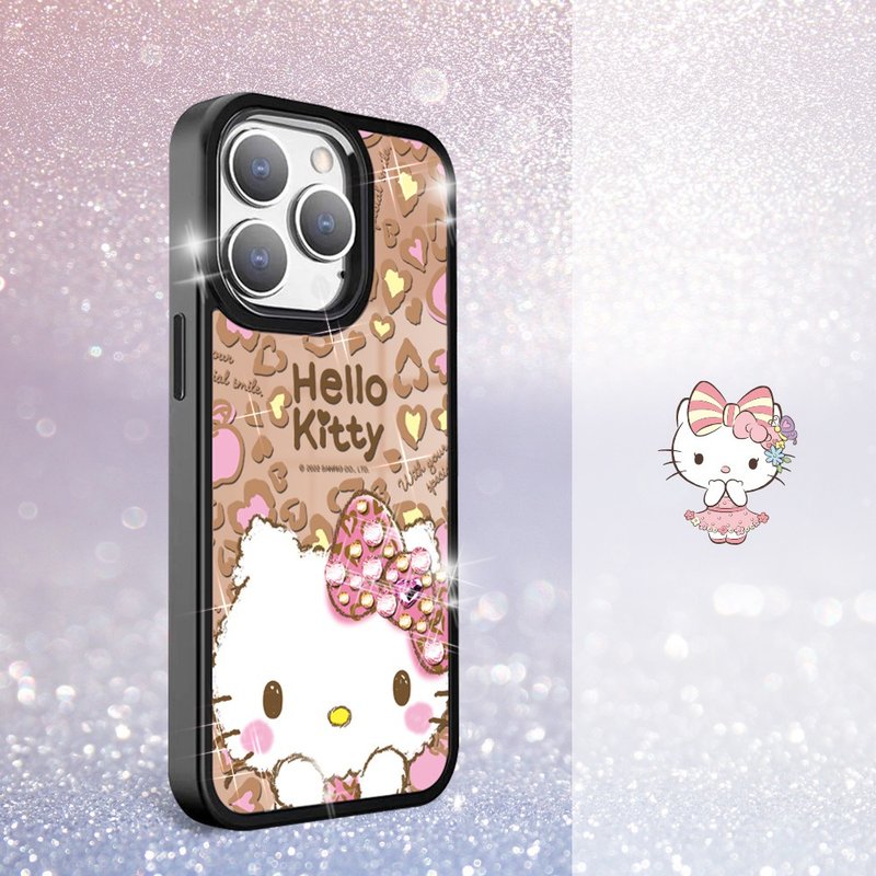 三麗鷗 iPhone 15 14系列軍規防摔合金框鏡面手機殼-豹紋凱蒂 - 手機殼/手機套 - 其他材質 多色