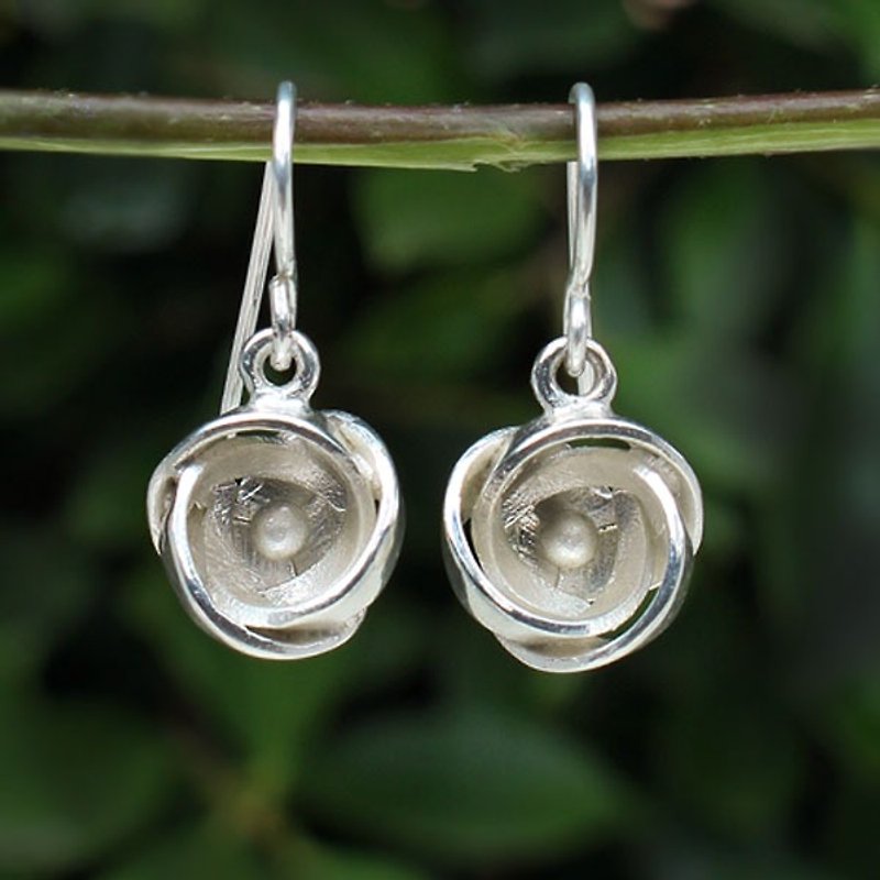 Rose Bud - Silver Earrings / Sterling Silver / Silver 925 / Flower Earrings / Earring - Earrings & Clip-ons - Other Metals 