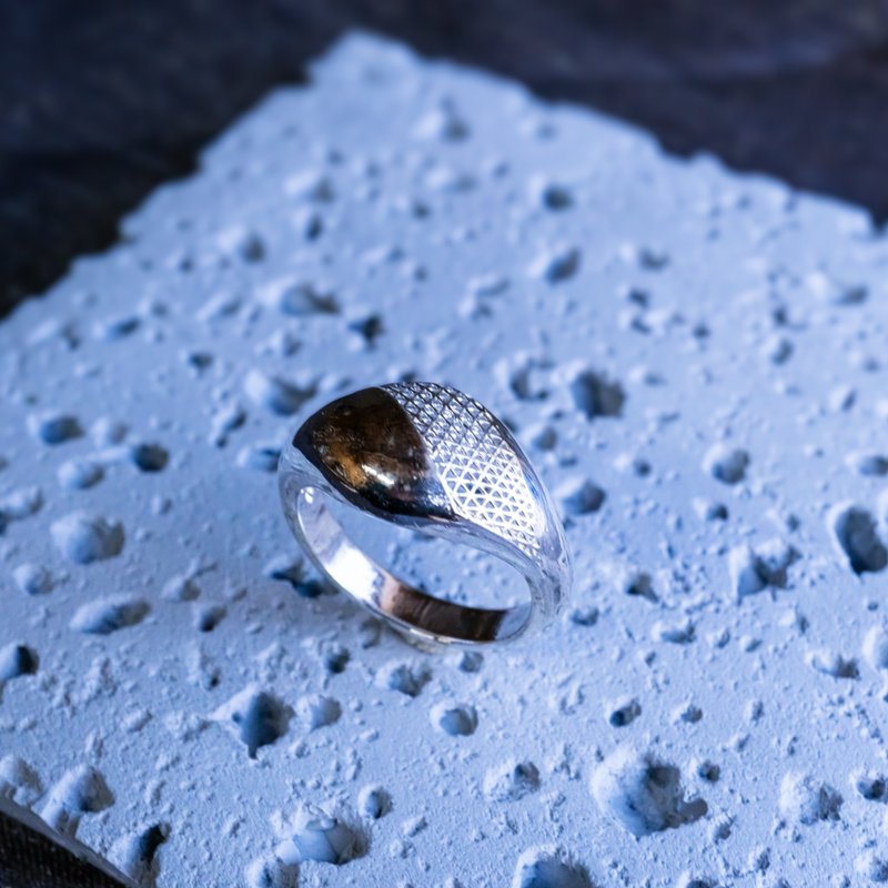 【網格紋】飽滿獨特 SV925 戒指 可選色 可刻字 台灣免運【訂製生產】S-069 - 戒指 - 其他金屬 銀色