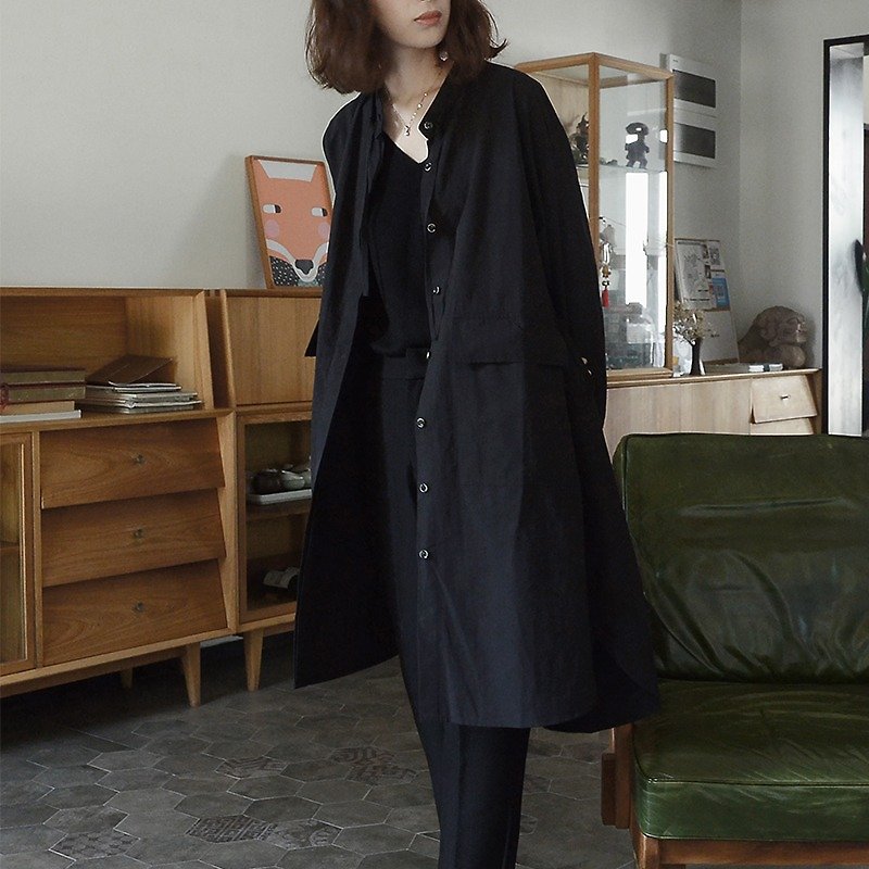 Dark Windbreaker | Windbreaker | cotton | independent brand | Sora-56 - เสื้อแจ็คเก็ต - ผ้าฝ้าย/ผ้าลินิน สีดำ