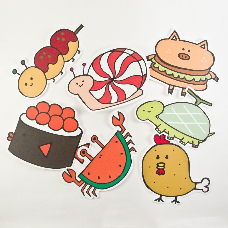 Waterproof Big Stickers - Animal Food Series - Stickers - Paper Multicolor