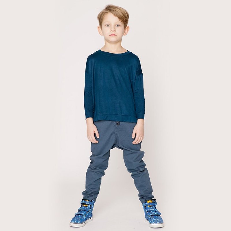 瑞典童裝有機棉休閒長褲 2歲至6歲 - 男/女童長褲/短褲 - 棉．麻 藍色