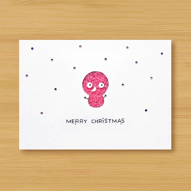 手作りの光るカード_リトルスノーマンA ...クリスマスカード、クリスマス - カード・はがき - 紙 ピンク