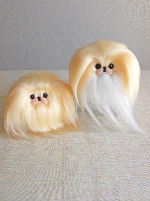 lovely Pekingese dog 14x10cm furry fur dog model toy polyethylene