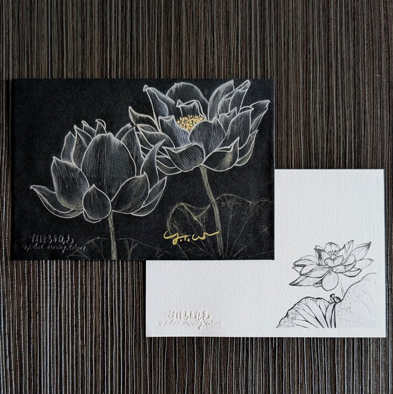 雙荷花開 歐式信封 / 親筆手繪 / 贈同花系萬用卡一張 - 信封/信紙 - 紙 