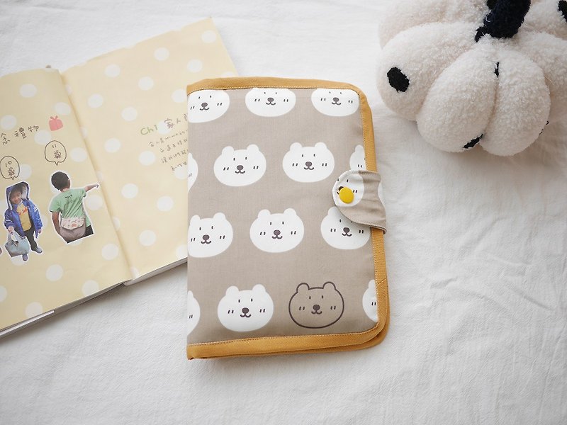Baby manual cover, mother manual cover, book cover can hold two manuals, cute bear style - อื่นๆ - ผ้าฝ้าย/ผ้าลินิน สีส้ม