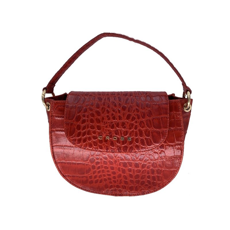 CROSS PREMIUM GENUINE LEATHER CROCODILE EMBOSSED TOTE SLING BAG RED ONSALE - Handbags & Totes - Genuine Leather Red