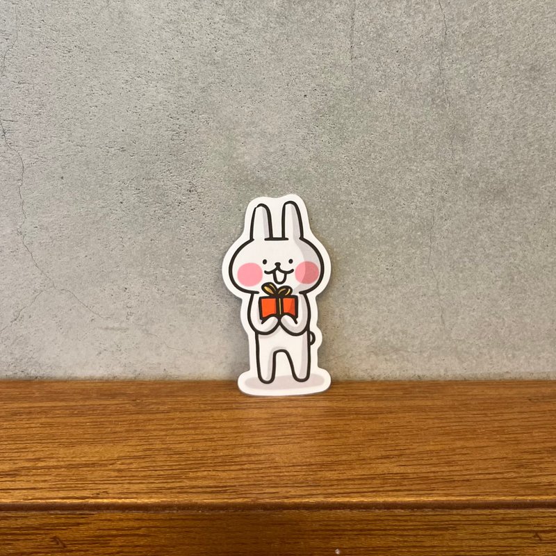 哈囉兔兔 | 全斷貼紙::禮物兔兔 - 貼紙 - 紙 白色