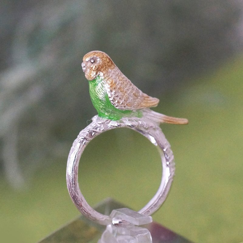 手乗りセキセイインコのリング - 戒指 - 其他金屬 銀色