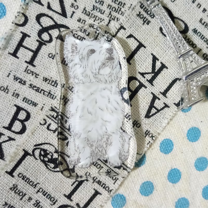 Sketch look up - West Highland White Terrier ~ (single layer) acrylic charm (without key ring) - Keychains - Acrylic 