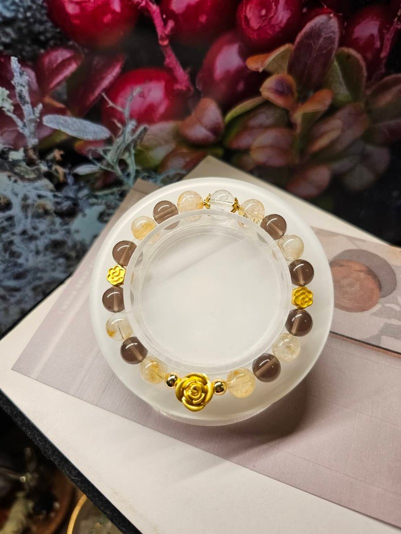 AgIo。~財富與安定~ 黃水晶*茶水晶。設計款手鏈 - 手鍊/手鐲 - 水晶 金色