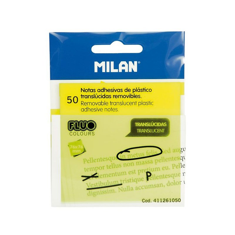MILAN translucent post-it notes_76mm_50 sheets (2 colors optional) - Sticky Notes & Notepads - Plastic Multicolor