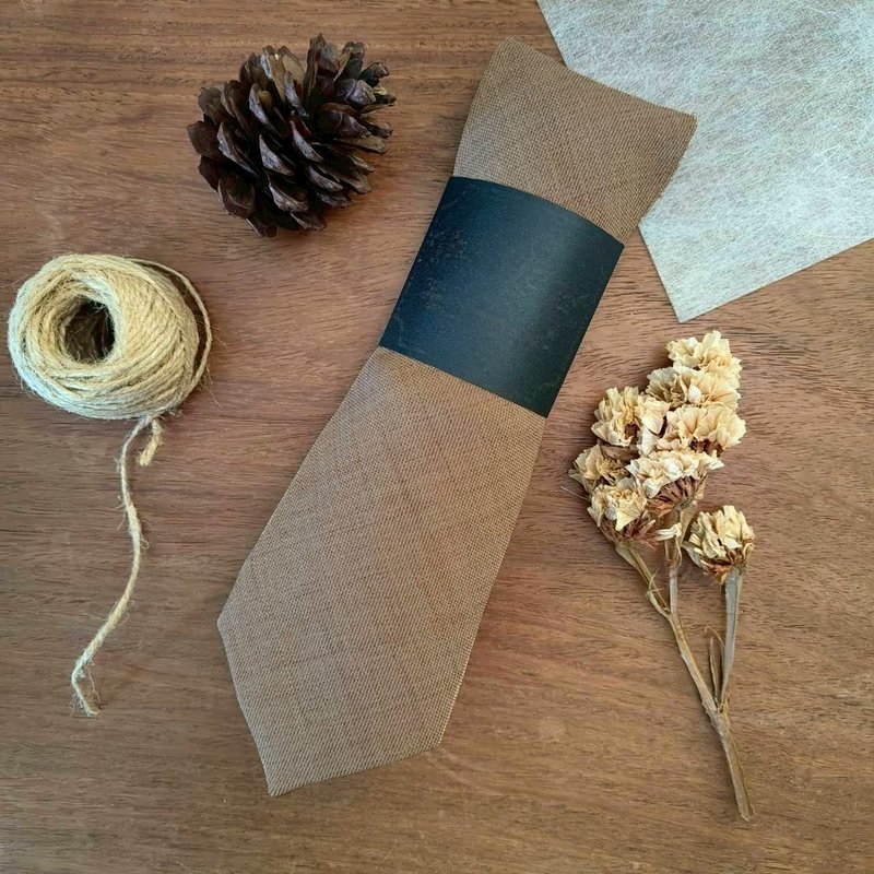 The GENT Sand Brown Necktie - 領帶/領帶夾 - 棉．麻 咖啡色