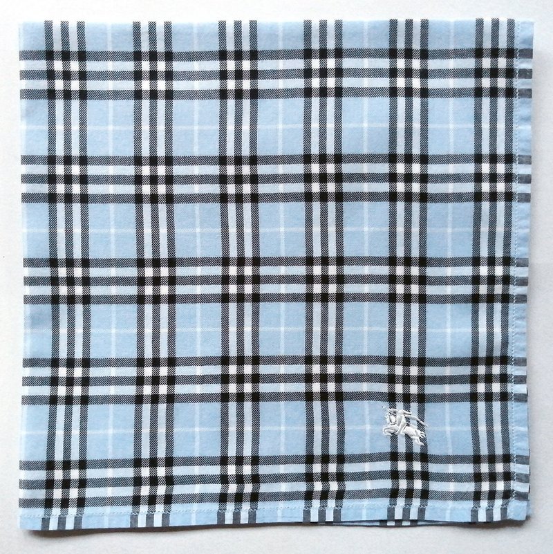Burberry Vintage Handkerchief Pocket Square Blue 18.5 x 18.5 inches - 手帕 - 棉．麻 藍色