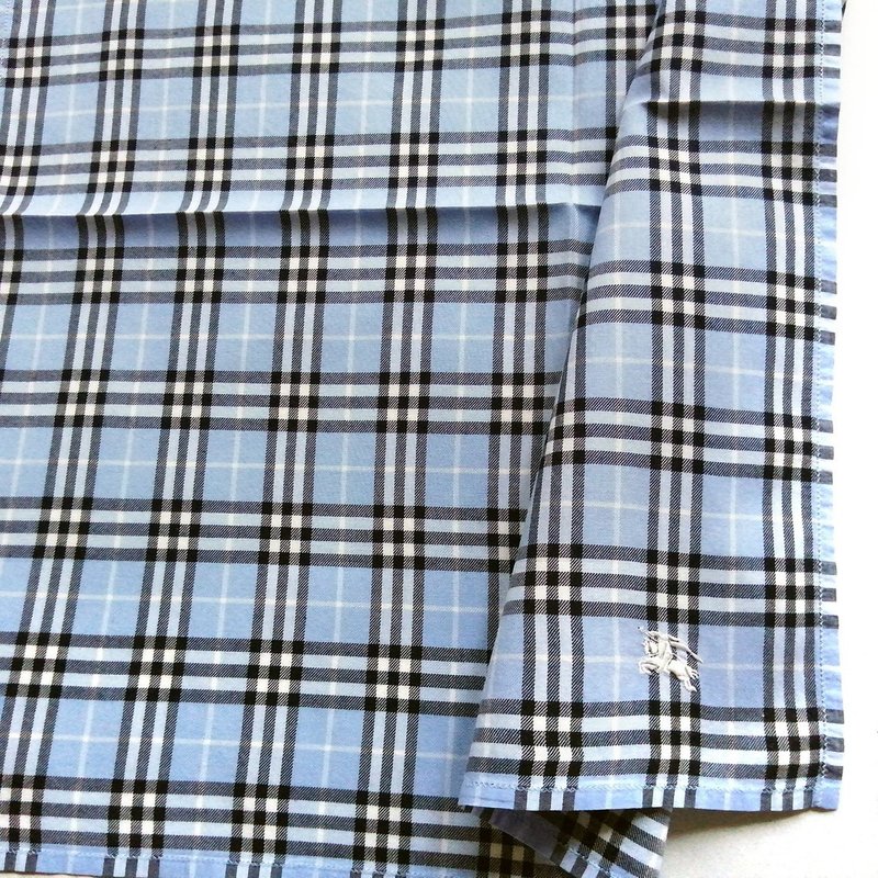 バーバリー ヴィンテージ ハンカチ ポケットチーフ ブルー 18.5 x 18.5インチ - ハンカチ - コットン・麻 ブルー