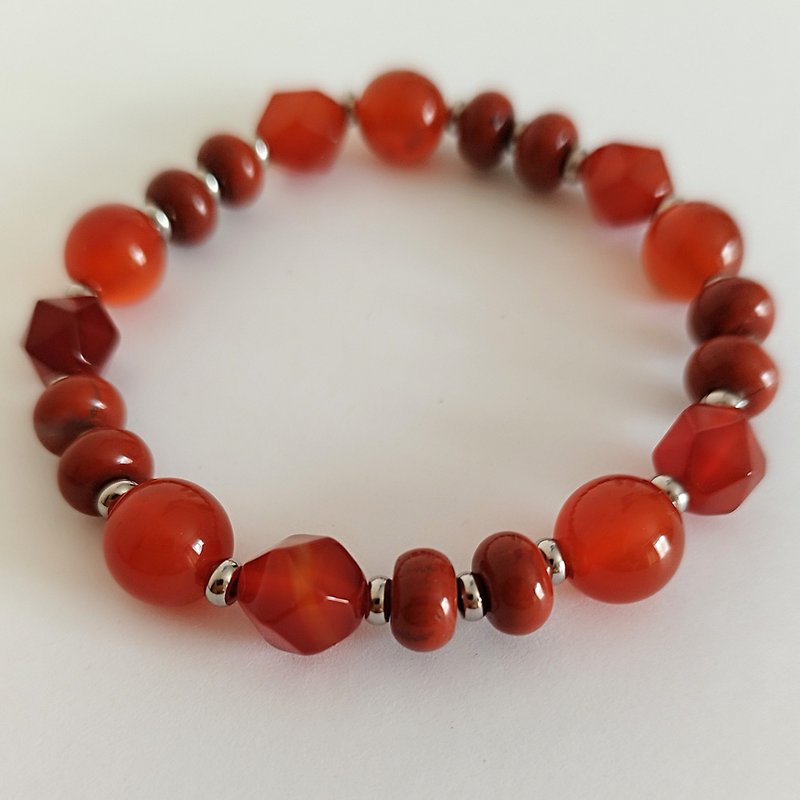 Bracelet with semi-precious stone agate, jasper, carnelian Jewelry Amulet - 手鍊/手環 - 半寶石 多色