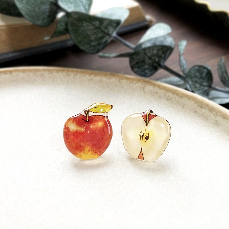 Apple Earring Apple Clip-On - Earrings & Clip-ons - Plastic Red
