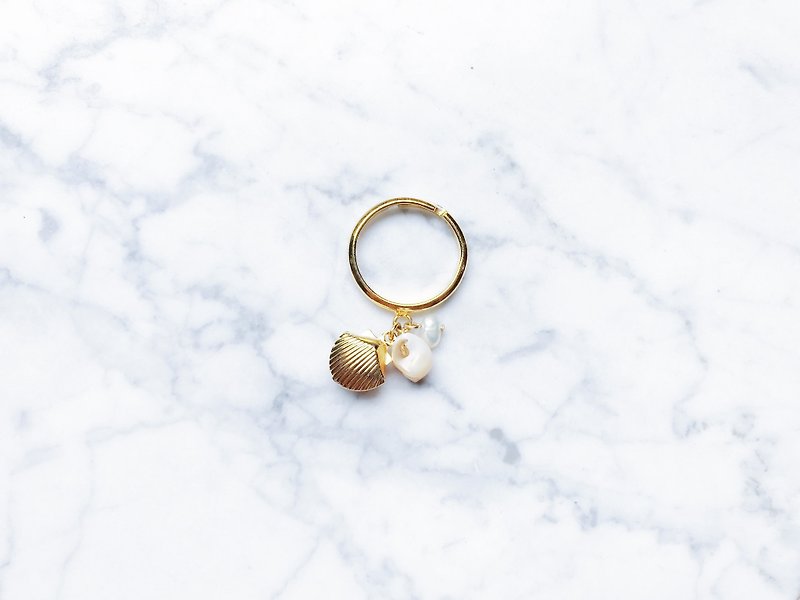 "Côte d'Azur" relaxing sea shell drop adjustable ring - General Rings - Other Metals 