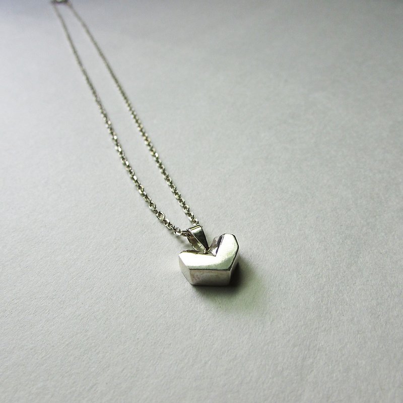 diamond heart necklace | mittag jewelry | handmade and made in Taiwan - Necklaces - Silver Silver