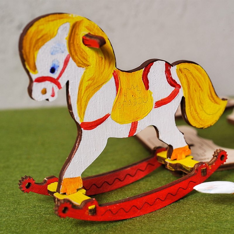 /Ugears/ Ukrainian wooden model coloring rocking pony - งานไม้/ไม้ไผ่/ตัดกระดาษ - ไม้ สีกากี