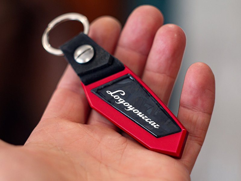 Lamburgini keychain, Anodized aluminum, carbon fiber, lettering, Huracan, Urus, - Keychains - Aluminum Alloy Red