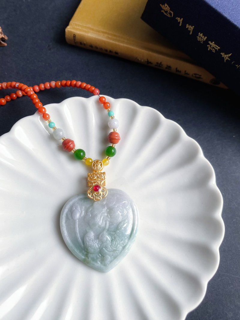 天然緬甸玉翡翠【鴛鴦】結婚禮物 項鍊 禮物 永結同心 永裕愛河 - 手鍊/手環 - 玉石 紅色