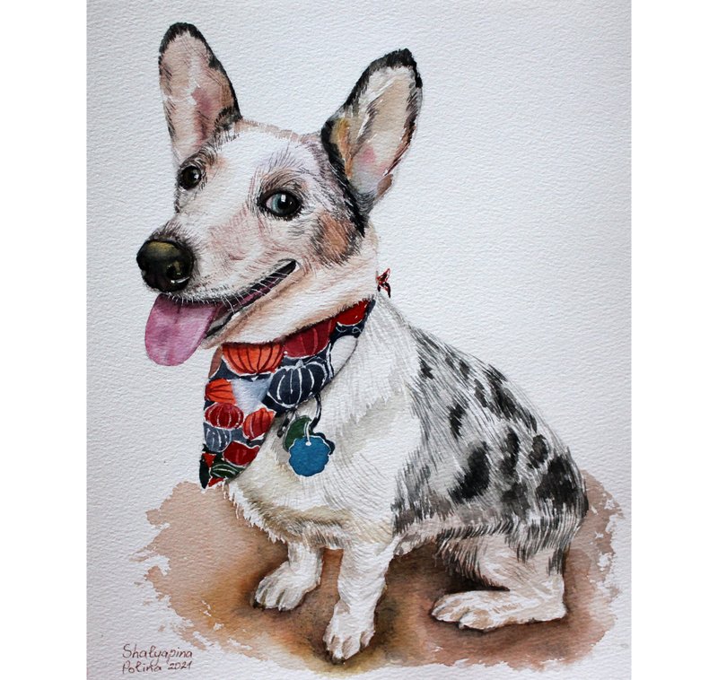 Custom Pet Portrait Painting Original Watercolor Dogs Wall Art Pet Artwork - โปสเตอร์ - กระดาษ หลากหลายสี