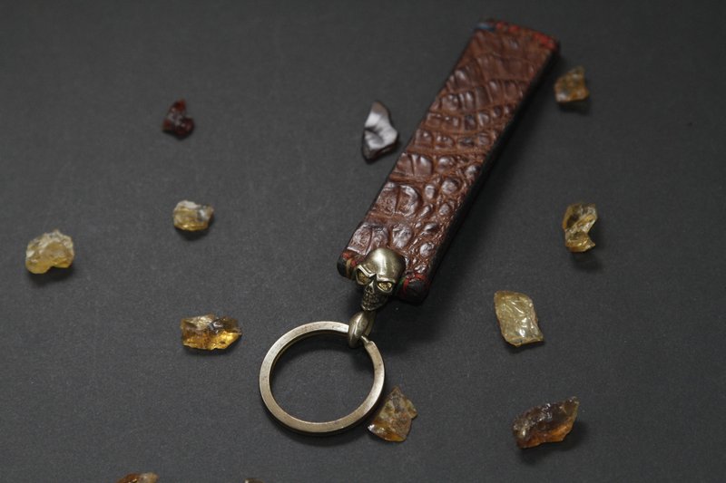 Genuine crocodile leather key chain - Keychains - Genuine Leather Brown