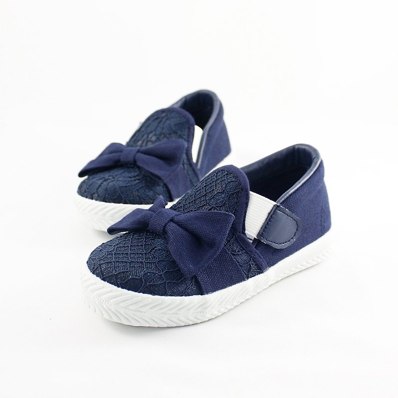 Parent-child shoes lace devil felt children's casual shoes-dark blue - Kids' Shoes - Other Man-Made Fibers Blue