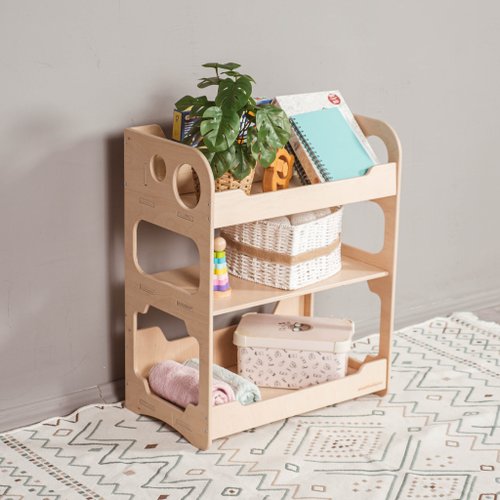 Montessori Floor Organizer, 3 Tier Bookshelf for Kiddos - WoodandHearts