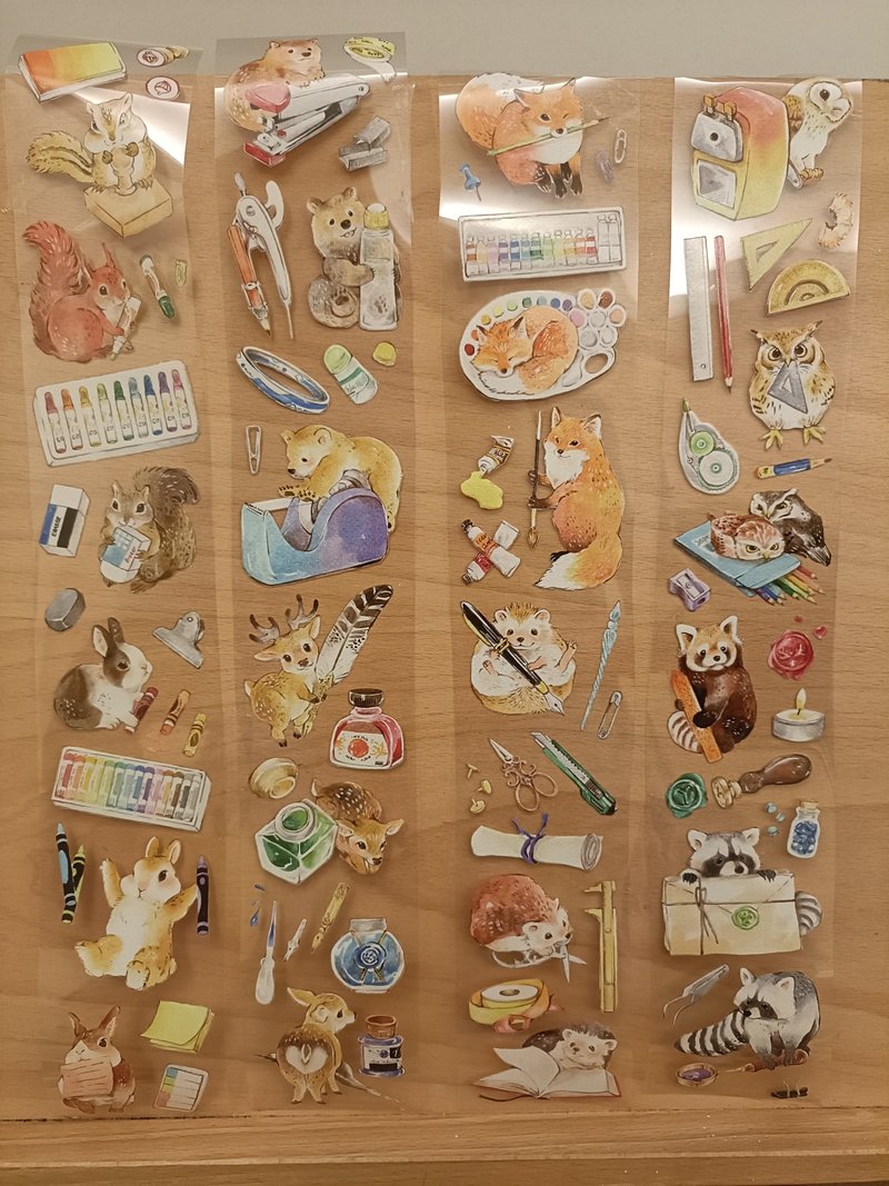 文具小動物/PET/6CM/5M/144CM 1circle - 紙膠帶/和紙/PET - 紙 多色
