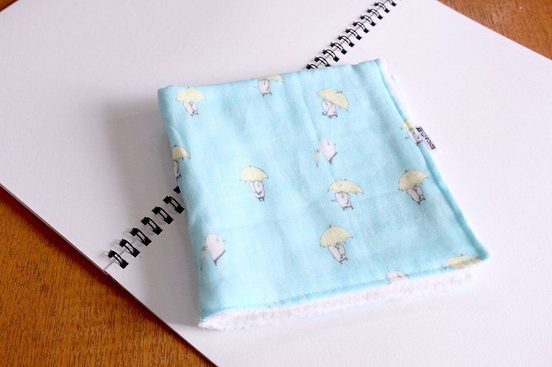 spicanoniwa handkerchief / muu-chan rainy day / towel type - ผ้าเช็ดหน้า - ผ้าฝ้าย/ผ้าลินิน สีน้ำเงิน