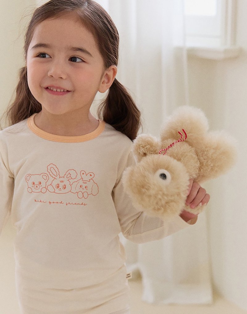 三個好朋友橙-植纖衣長袖韓國童裝-K63109 - 男/女童裝 - 棉．麻 藍色