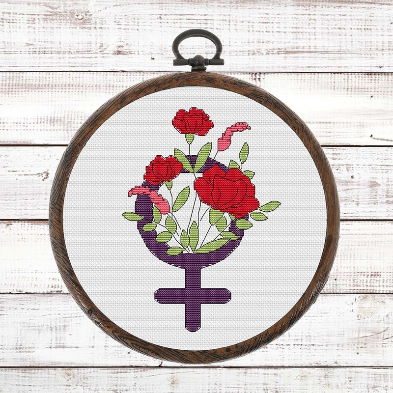 Feminist Cross Stitch Pattern PDF, Female symbol Cross Stitch Pattern Modern - 手工藝教學/工具書 - 其他材質 