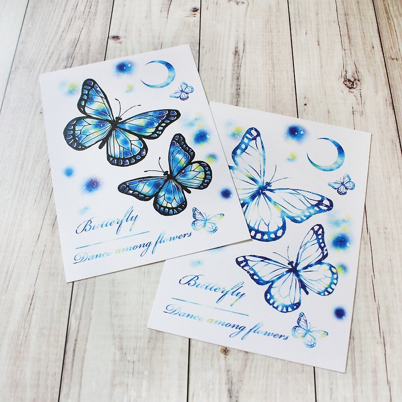 postcard　butterfly　Star Cham - การ์ด/โปสการ์ด - กระดาษ สีน้ำเงิน