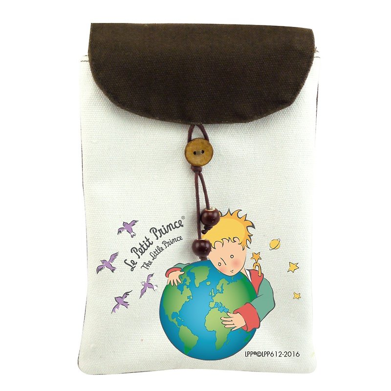 小王子經典版授權-手機袋：【第七個星球-地球】( 肩背 ) - 側背包/斜孭袋 - 棉．麻 綠色