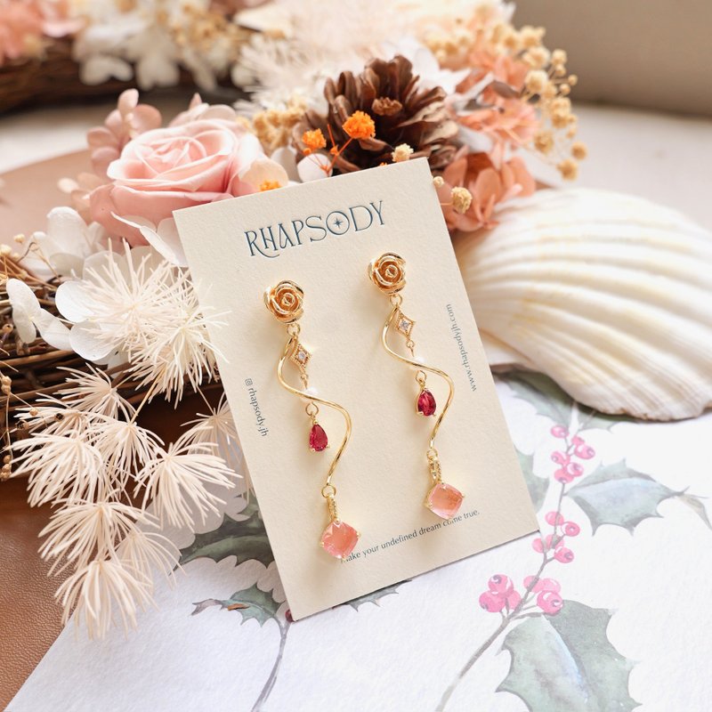 rose drop earrings - ต่างหู - เงิน 