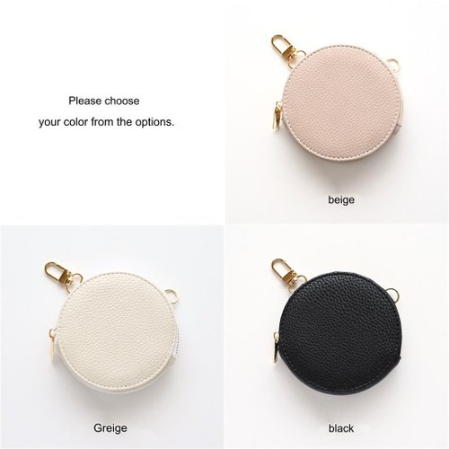 ラウンドポーチ 【 simple ワッペン 猫 】 刺繍 丸ポーチ マルポーチ