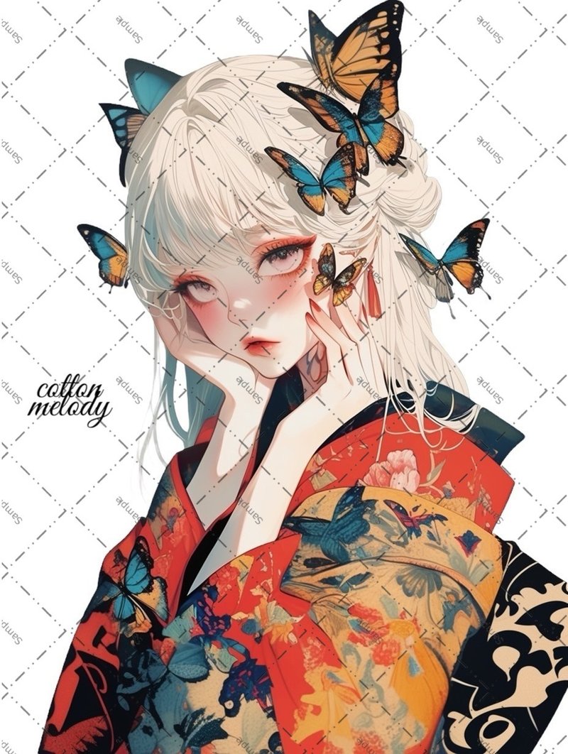 original sticker no.1874 人物ステッカー オリジナルステッカー オリジナル人物ステッカー 装飾ステッカー cotton melody - 貼紙 - 紙 
